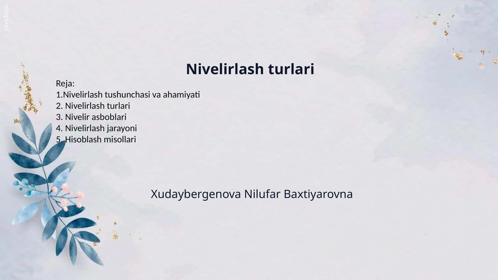 Nivelirlash turlari