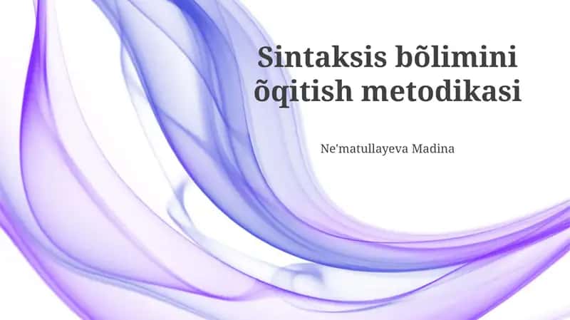 Sintaksis bõlimini õqitish metodikasi