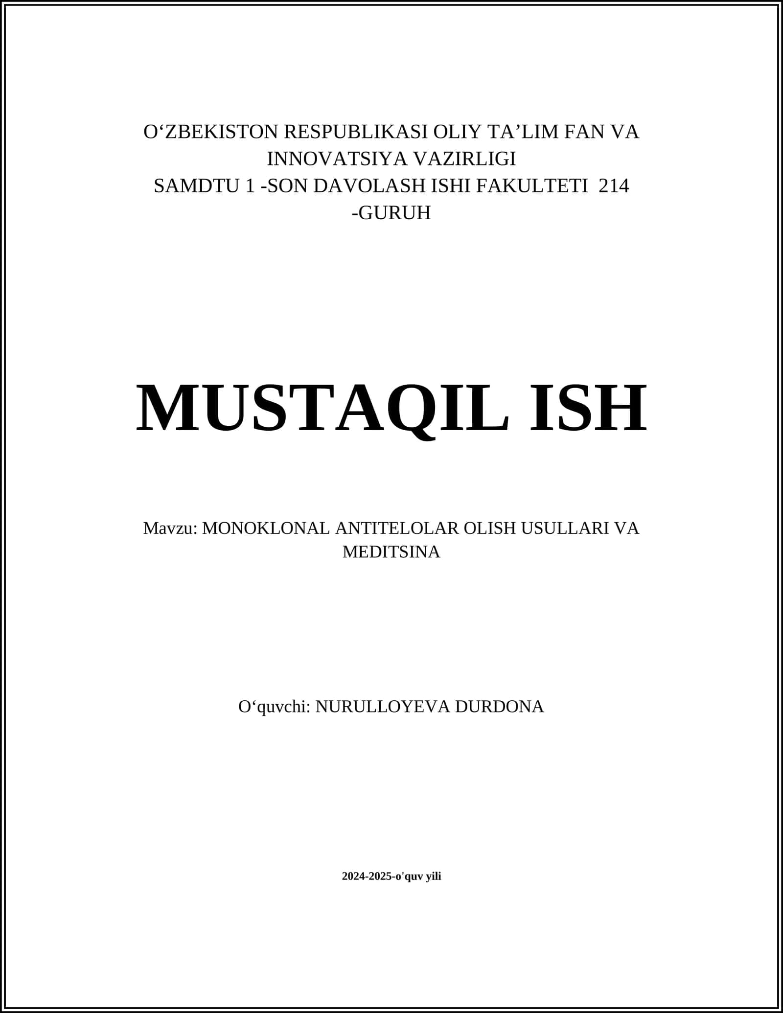 Monoklonal antitanalarning asosiy tushunchalari