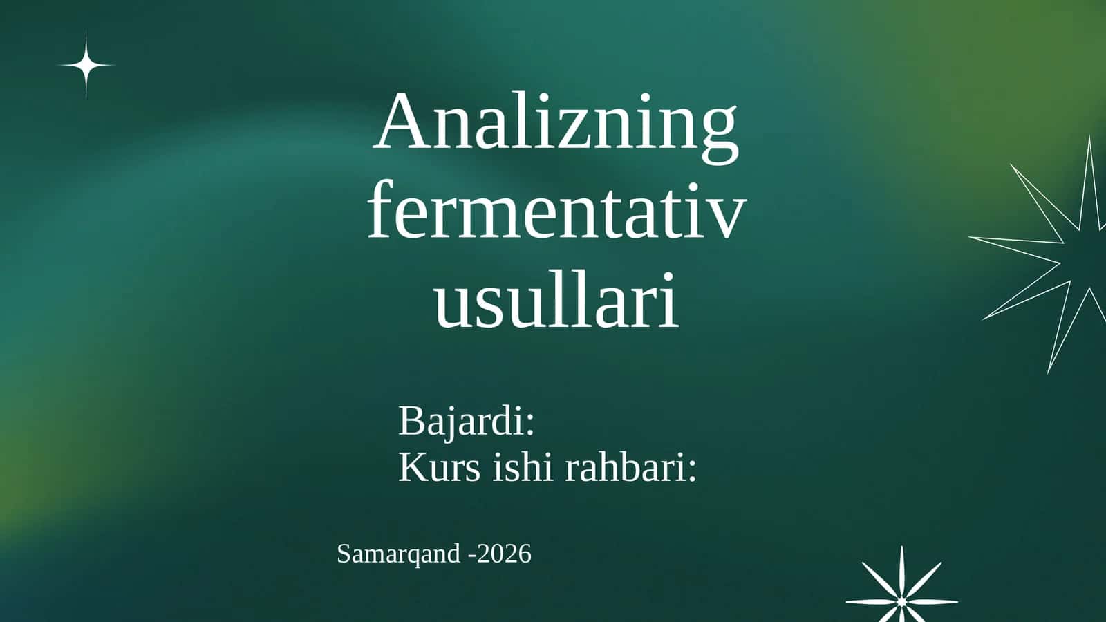 Analizning fermentativ usullari