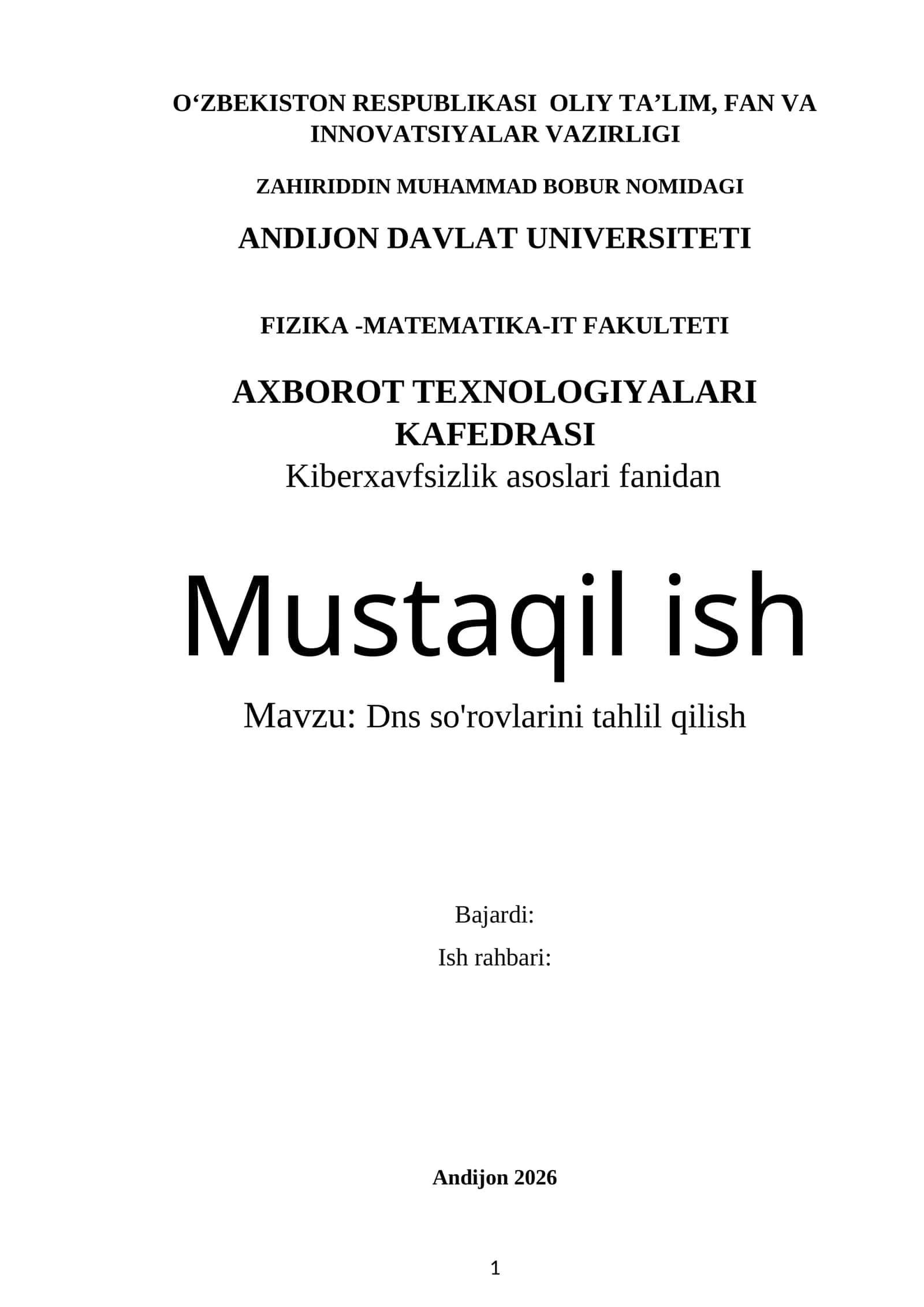 Dns so'rovlarini tahlil qilish