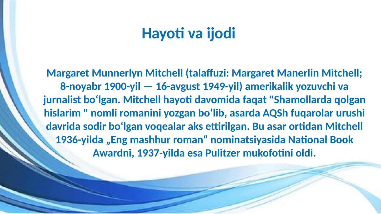 MARGARET MITCHELL - Shamollarda qolgan hislarim