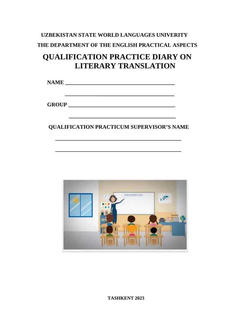 QUALIFICATION PRACTICE DIARY ON LITERARY TRANSLATION