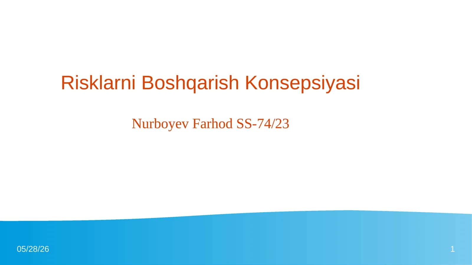 Risklarni Boshqarish Konsepsiyasi