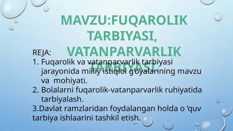 Fuqarolik tarbiyasi,Vatanparvarlik tarbiyasi