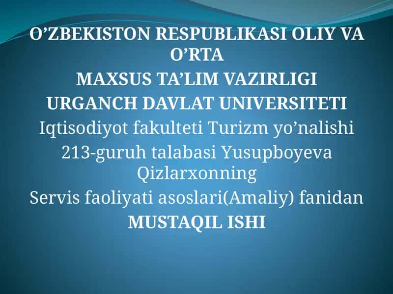 RESTORANLARDA MEHMONLAR ISHONCHI. BARLARDAGI SERVIS