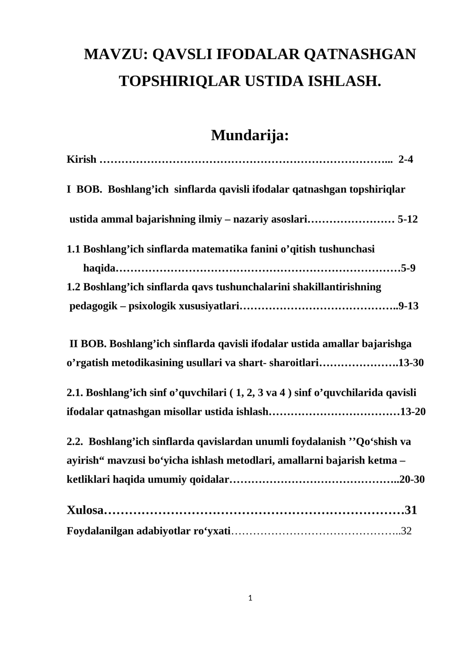 QAVSLI IFODALAR QATNASHGAN TOPSHIRIQLAR USTIDA ISHLASH