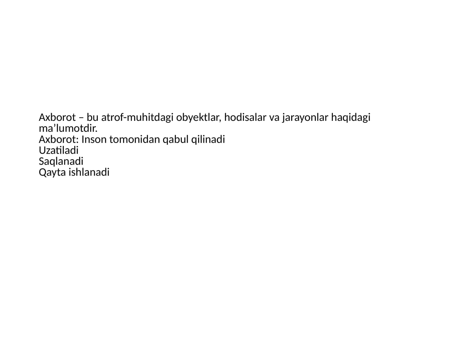 Axborotning asosiy xususiyatlari