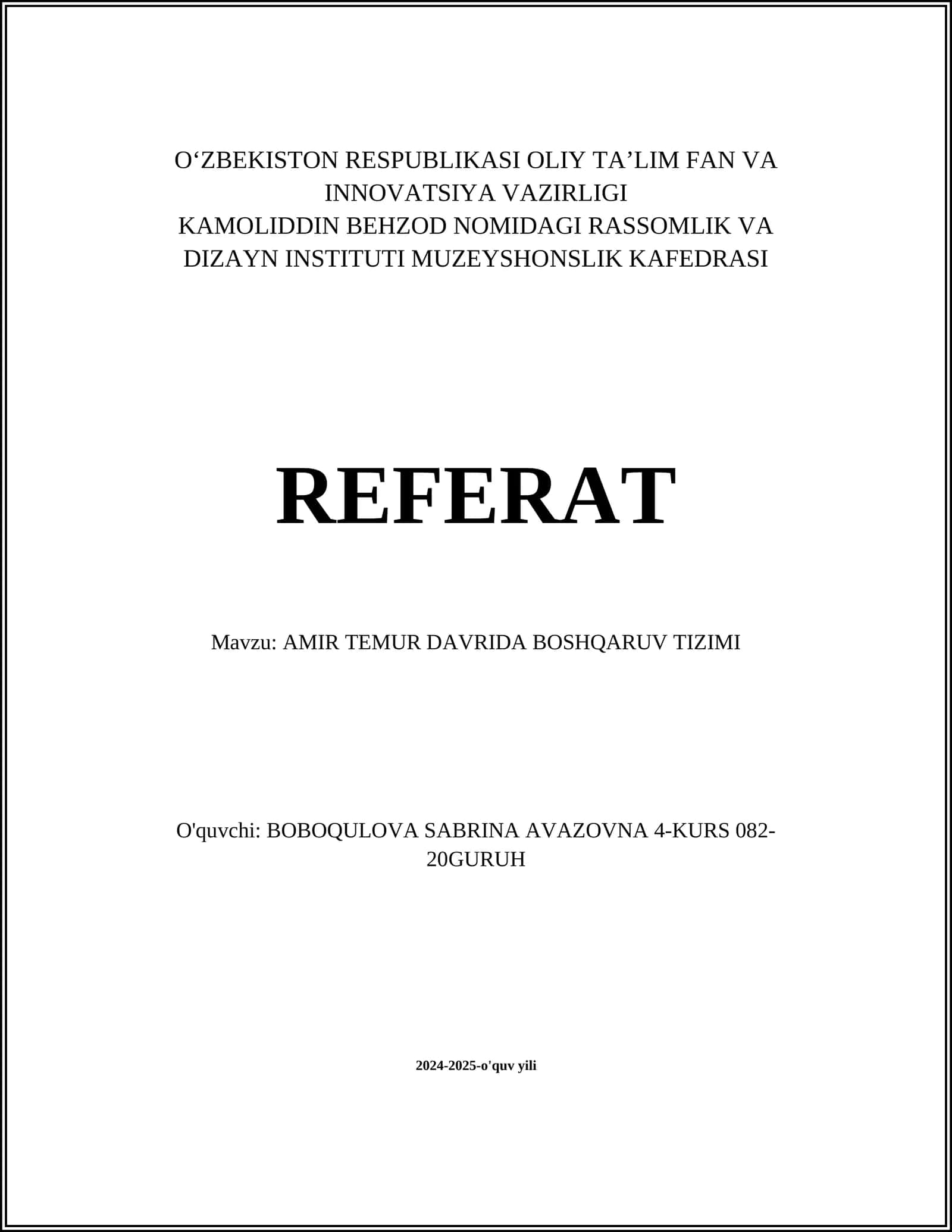 Amir Temur Davrida Boshqaruv Tizimi