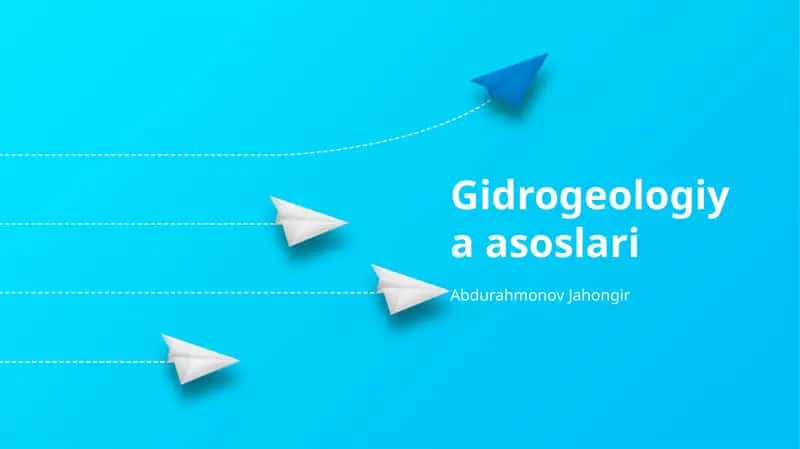 Gidrogeologiya asoslari