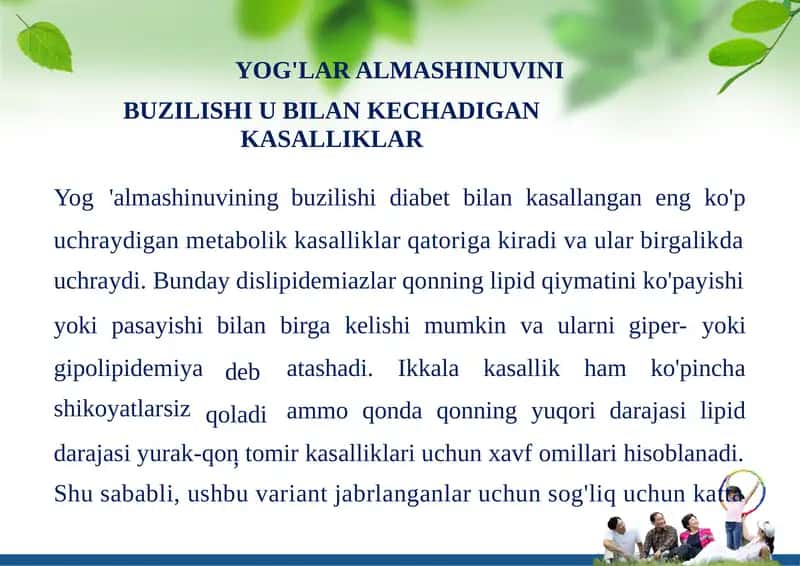 Yog'lar Almashinuvi va Diabet