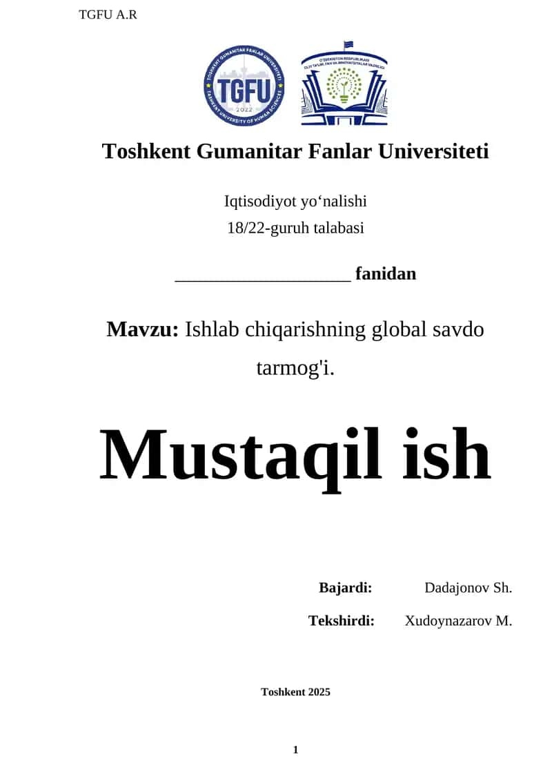 Ishlab chiqarishning global savdo tarmog'i