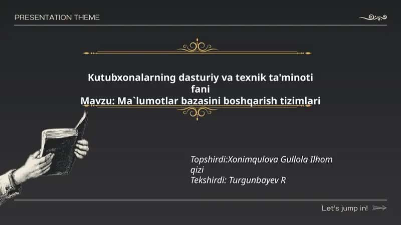 Ma`lumotlar bazasini boshqarish tizimlari