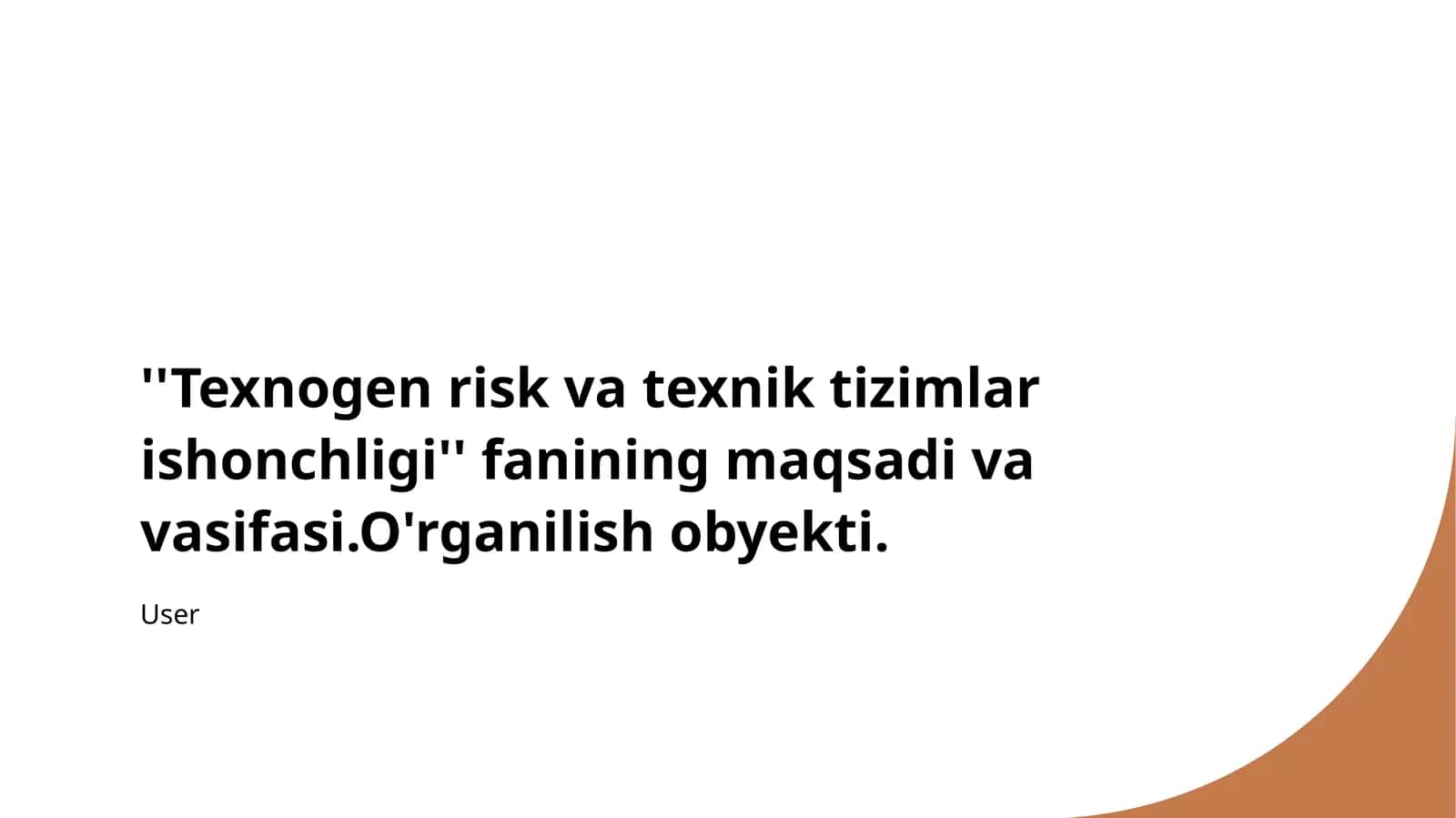 Texnogen risk va texnik tizimlar ishonchligi