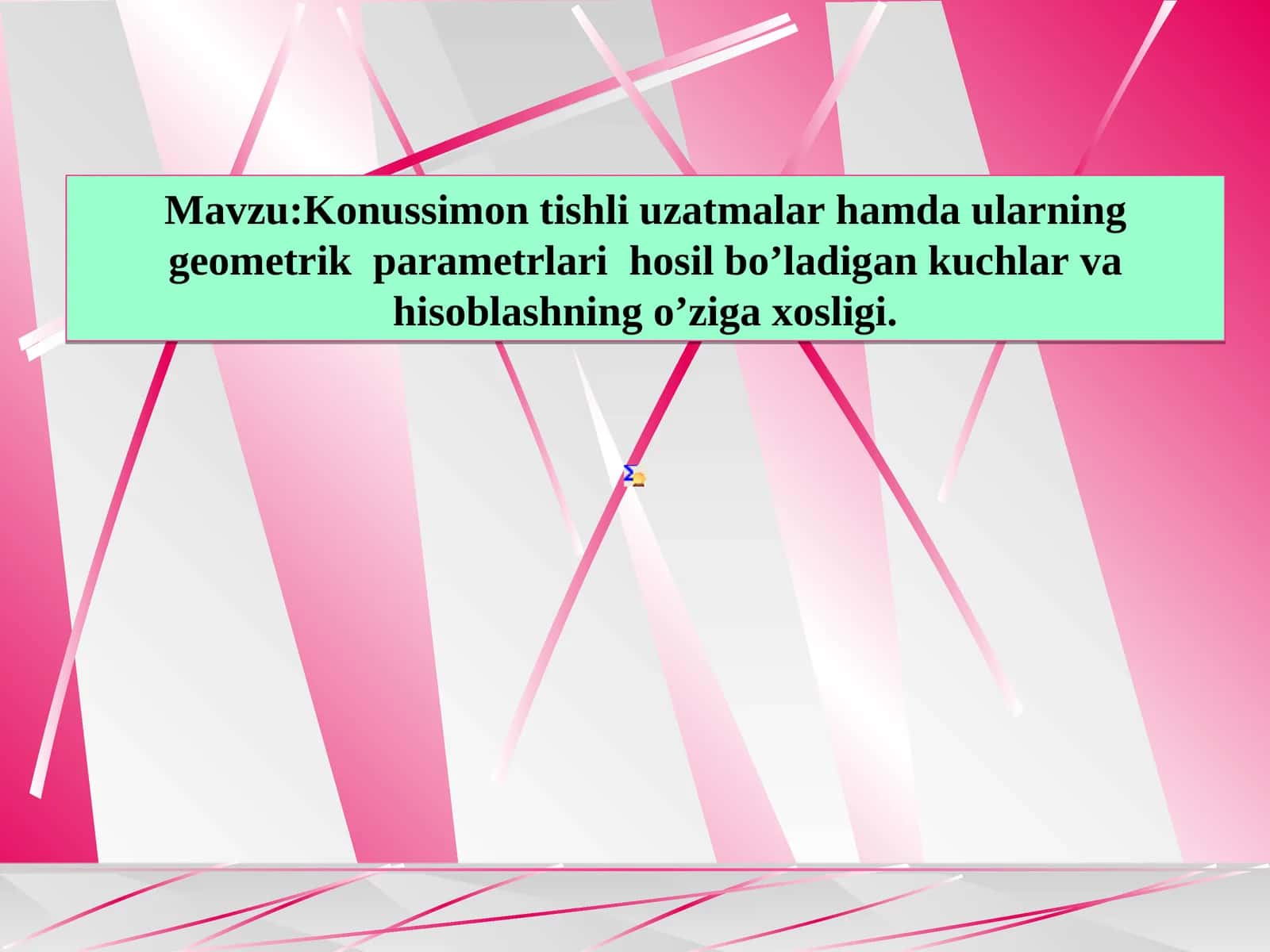 Konussimon tishli uzatmalar hamdaularning geometrik parametrlari hosil bo’ladigan kuchlar vahisoblashning o’ziga xosligi