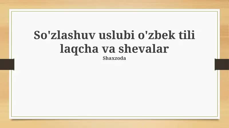 O'zbek tili dialektlari tahlili