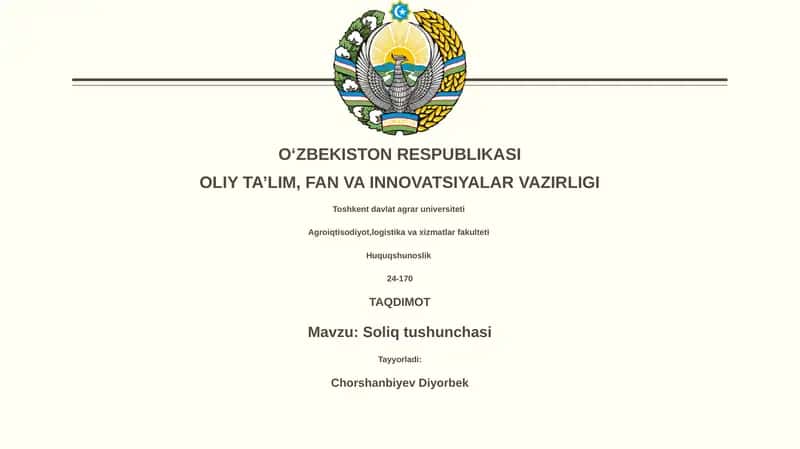 Soliq tushunchasi