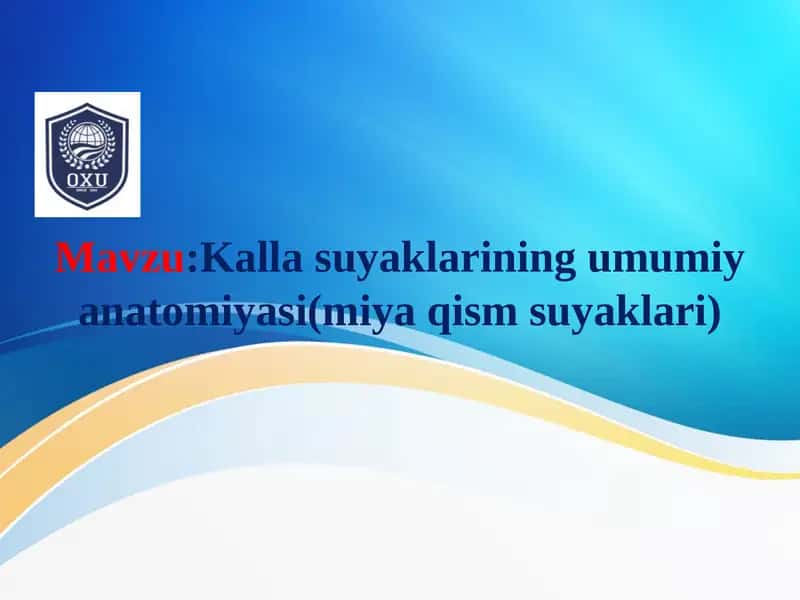 Kallasuyaklarining umumiyanatomiyasi(miyaqismsuyaklari)