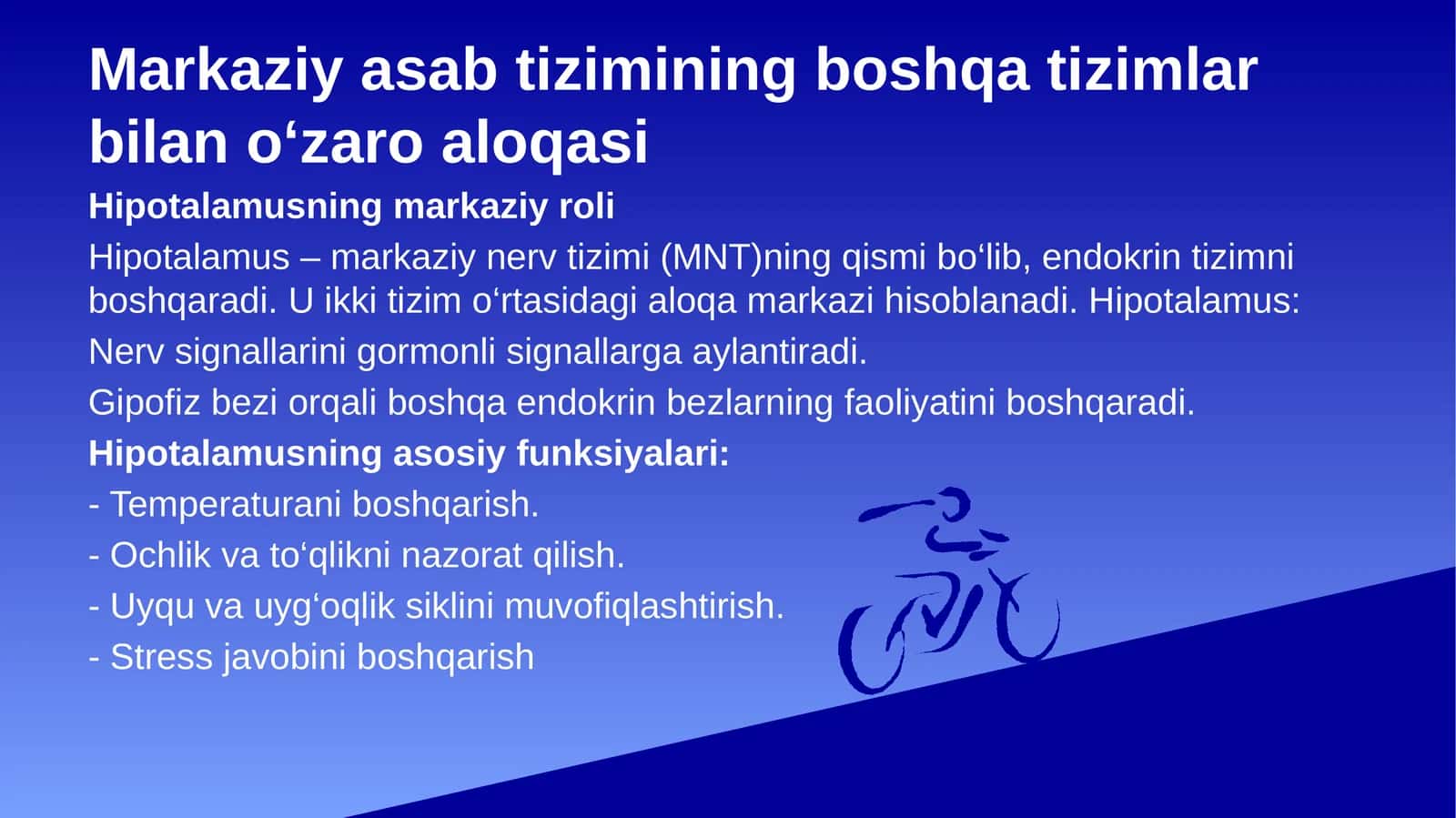 Markaziy asab tizimining boshqa tizimlar bilan o‘zaro aloqasi