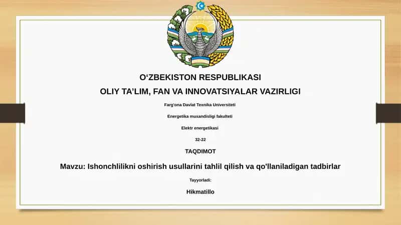 Ishonchlilikni oshirish usullarini tahlil qilish va qo'llaniladigan tadbirlar