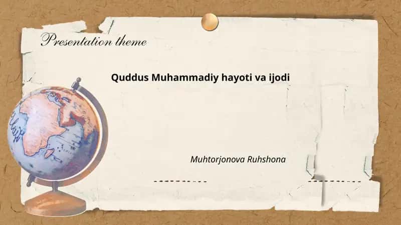 Quddus Muhammadiy hayoti va ijodi