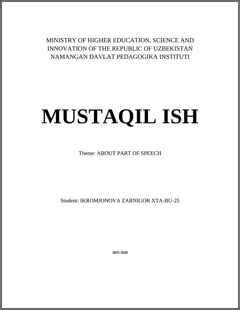 ABOUT PART OF SPEECH