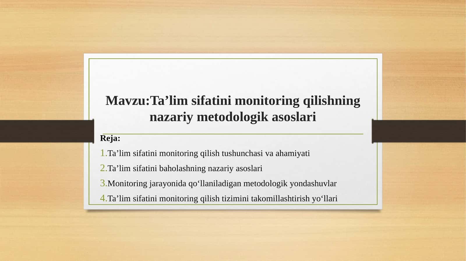Ta'lim sifatini monitoring qilishning nazariy-metodologik asoslari