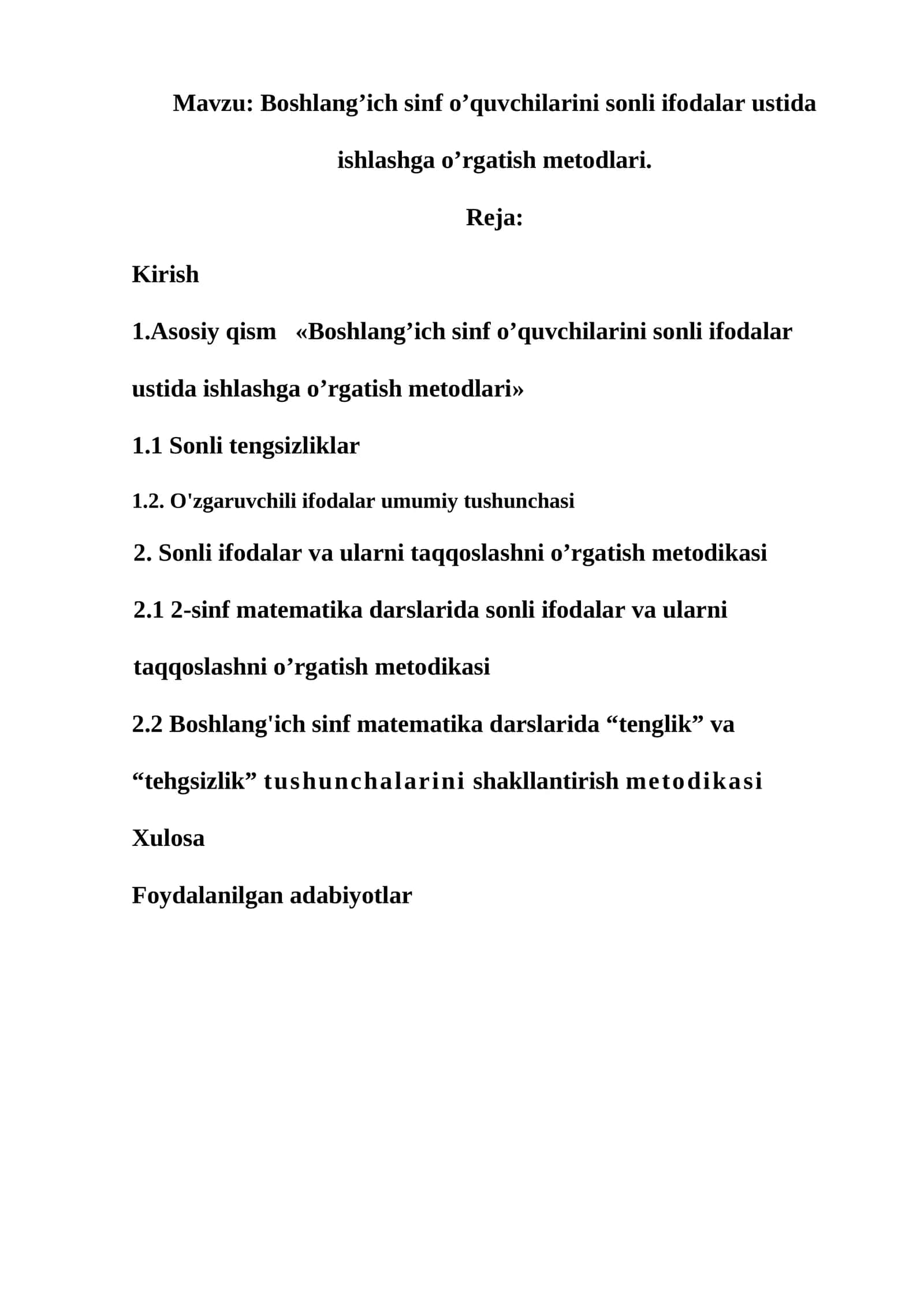 Boshlang’ich sinf o’quvchilarini sonli ifodalar ustida ishlashga o’rgatish metodlari
