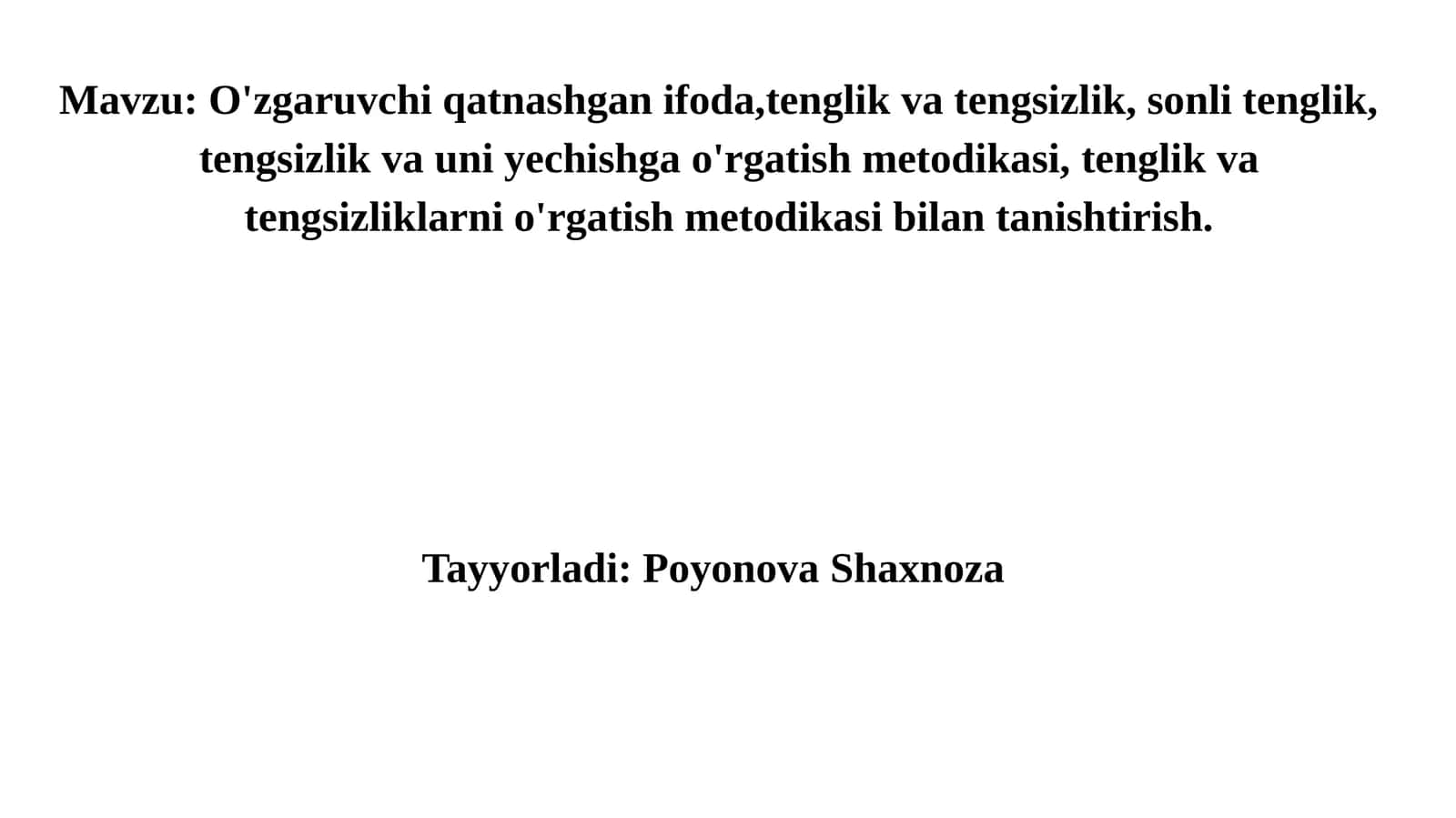 O'zgaruvchi qatnashgan ifoda