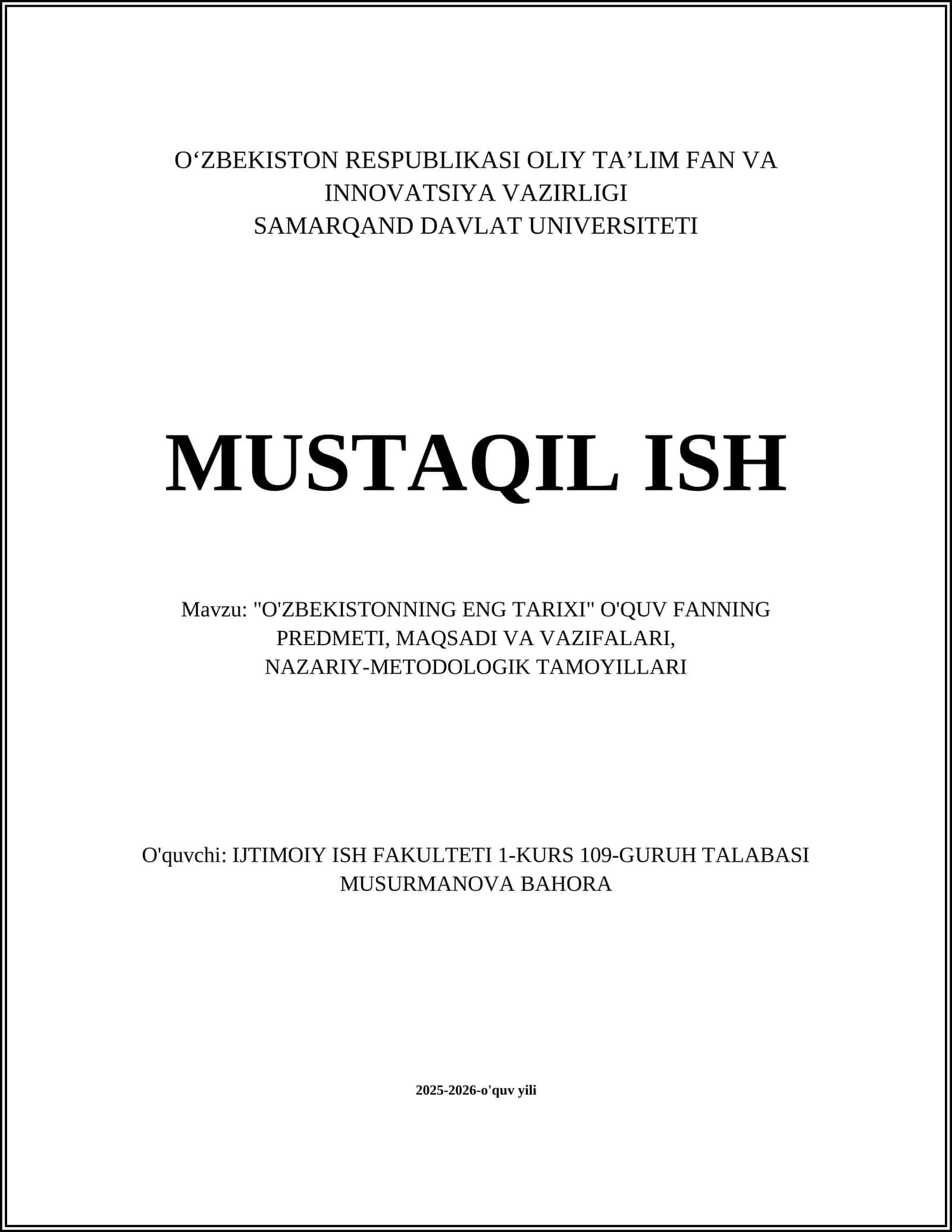O'zbekistonning eng tarixi