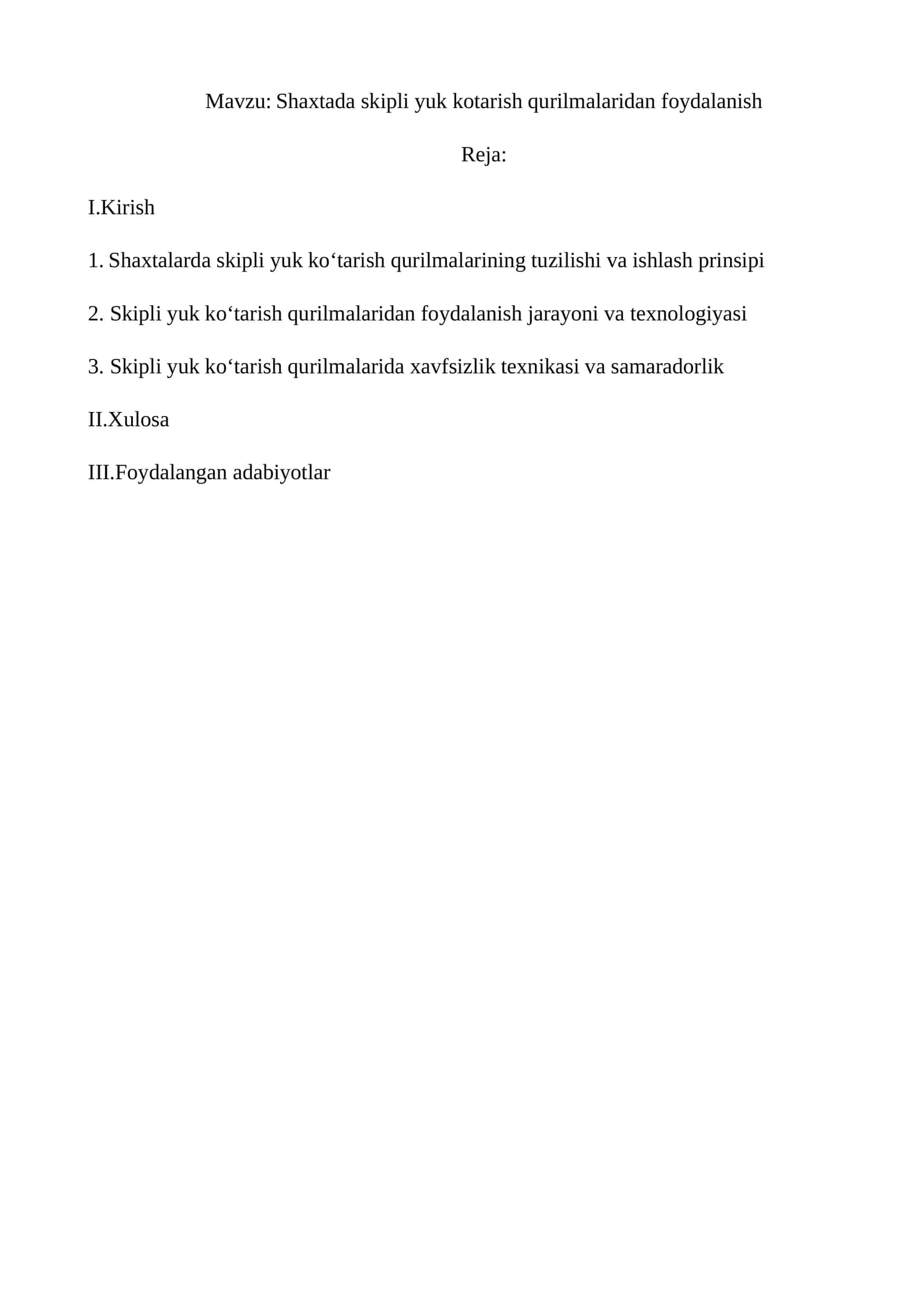 Skipli yuk ko‘tarish qurilmalari