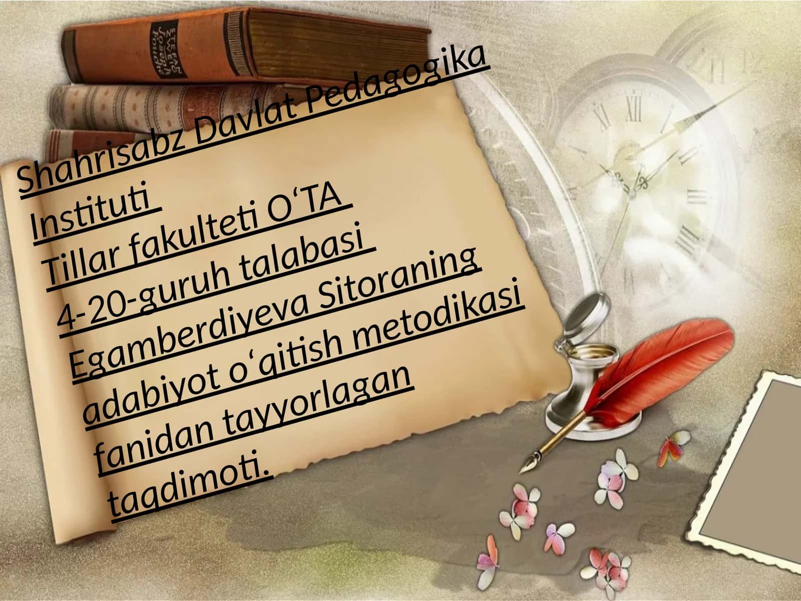 Egamberdiyeva Sitoraning adabiyot oʻqitish metodikasi