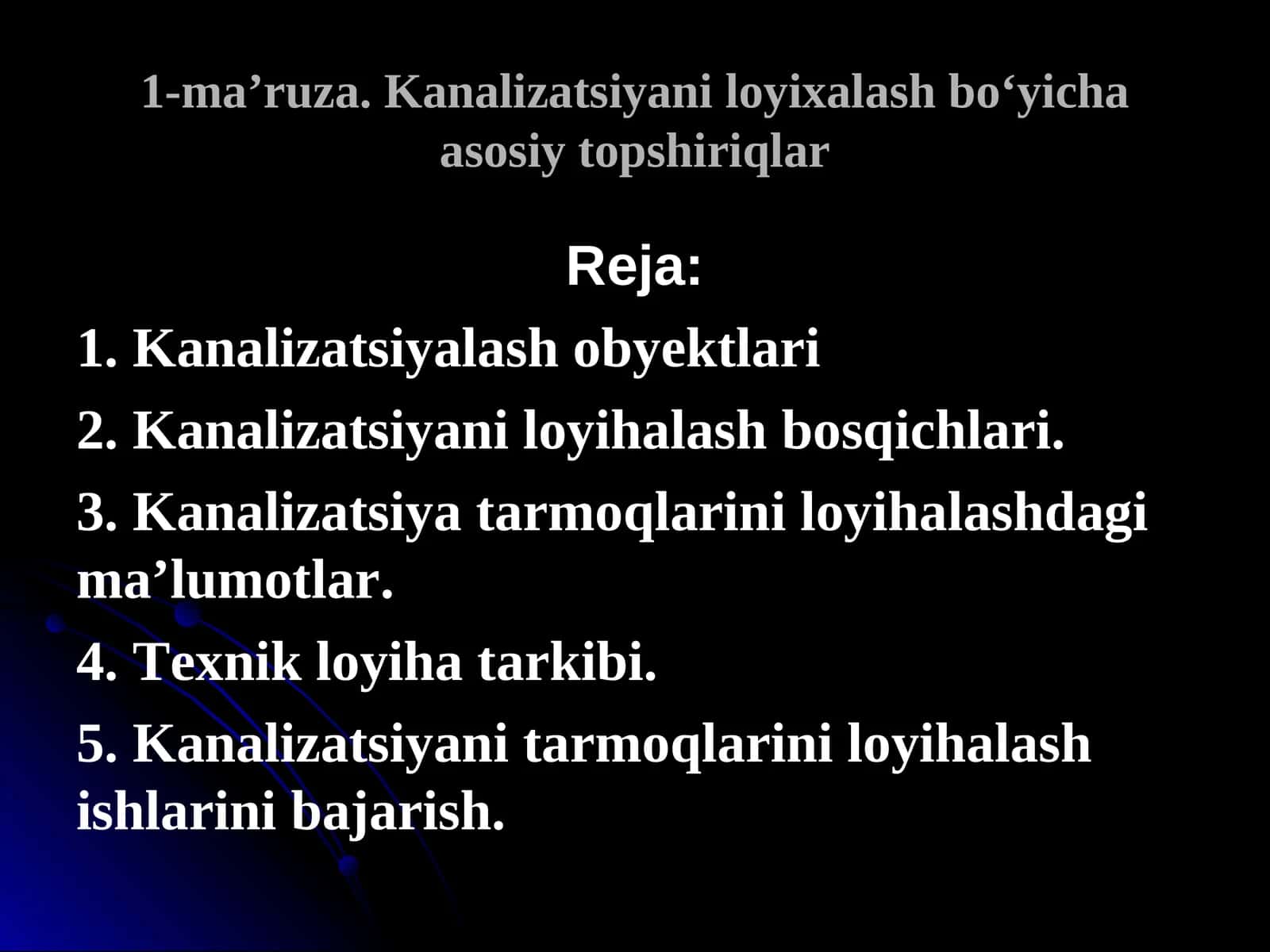 Kanalizatsiyani loyihalash