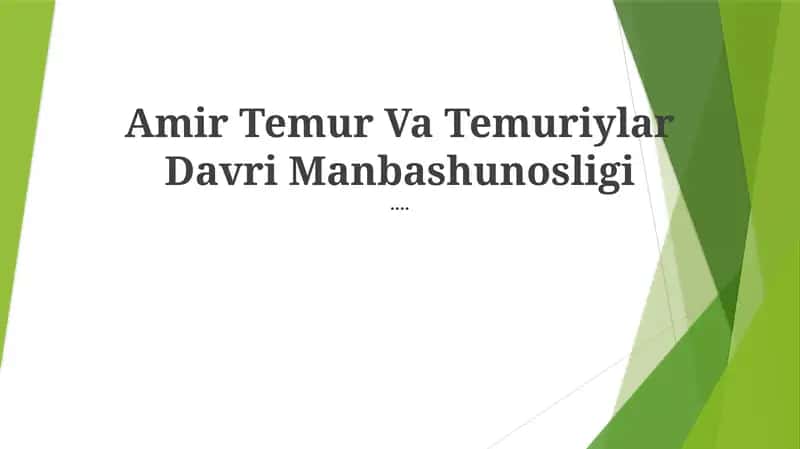Amir Temur Va Temuriylar Davri Manbashunosligi