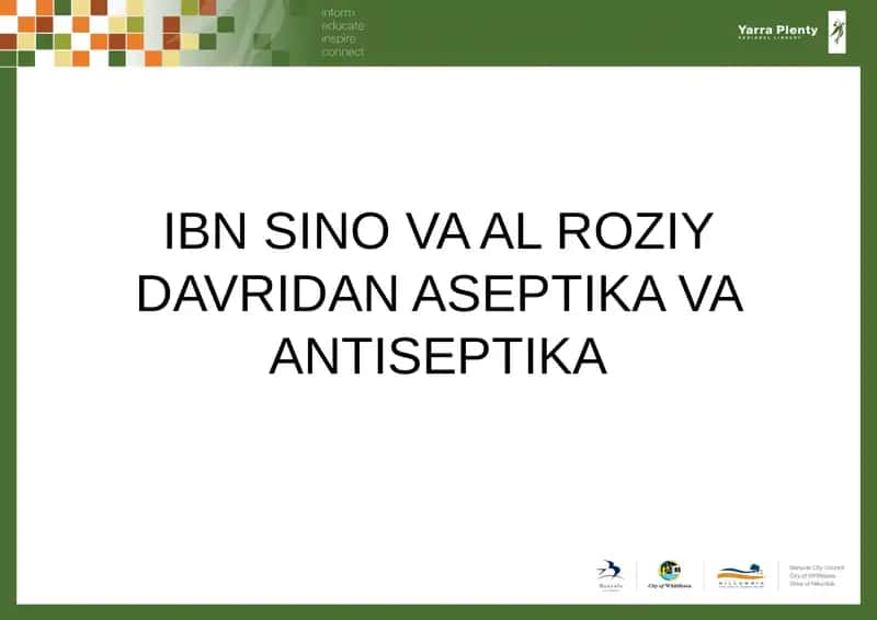 IBN SINO VA AL ROZIY DAVRIDAN ASEPTIKA VA ANTISEPTIKA