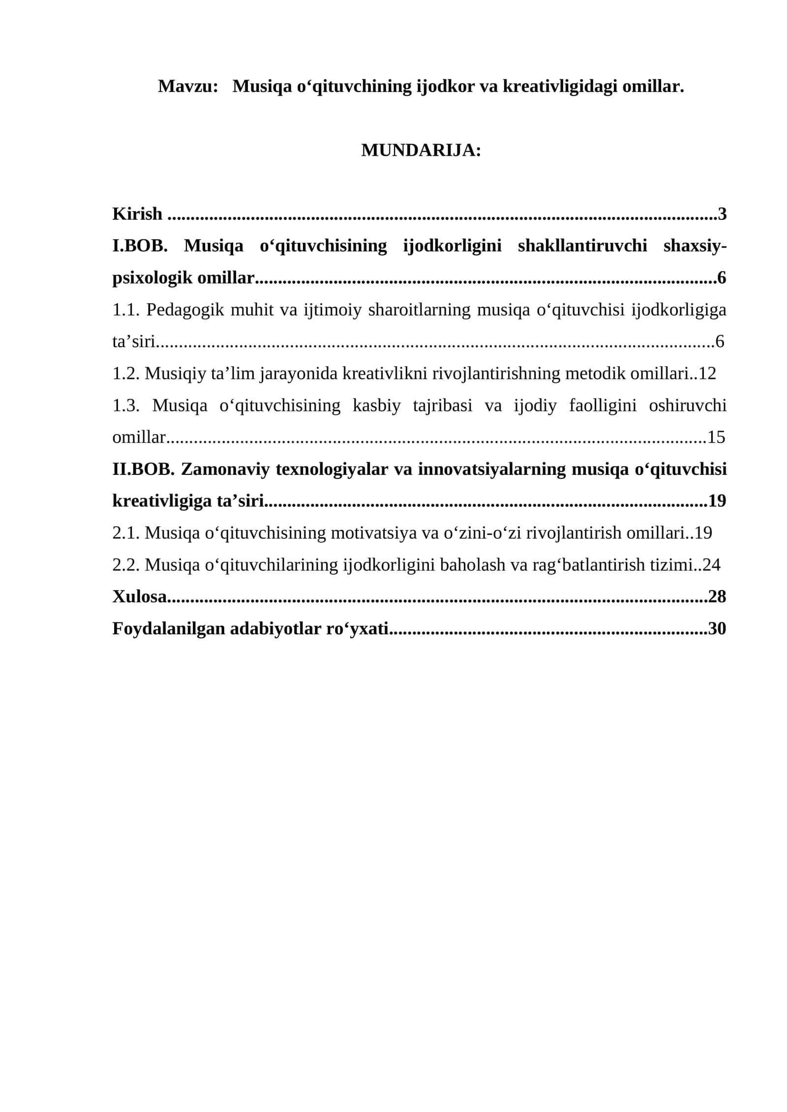 Musiqa oʻqituvchining ijodkor va kreativligidagi omillar