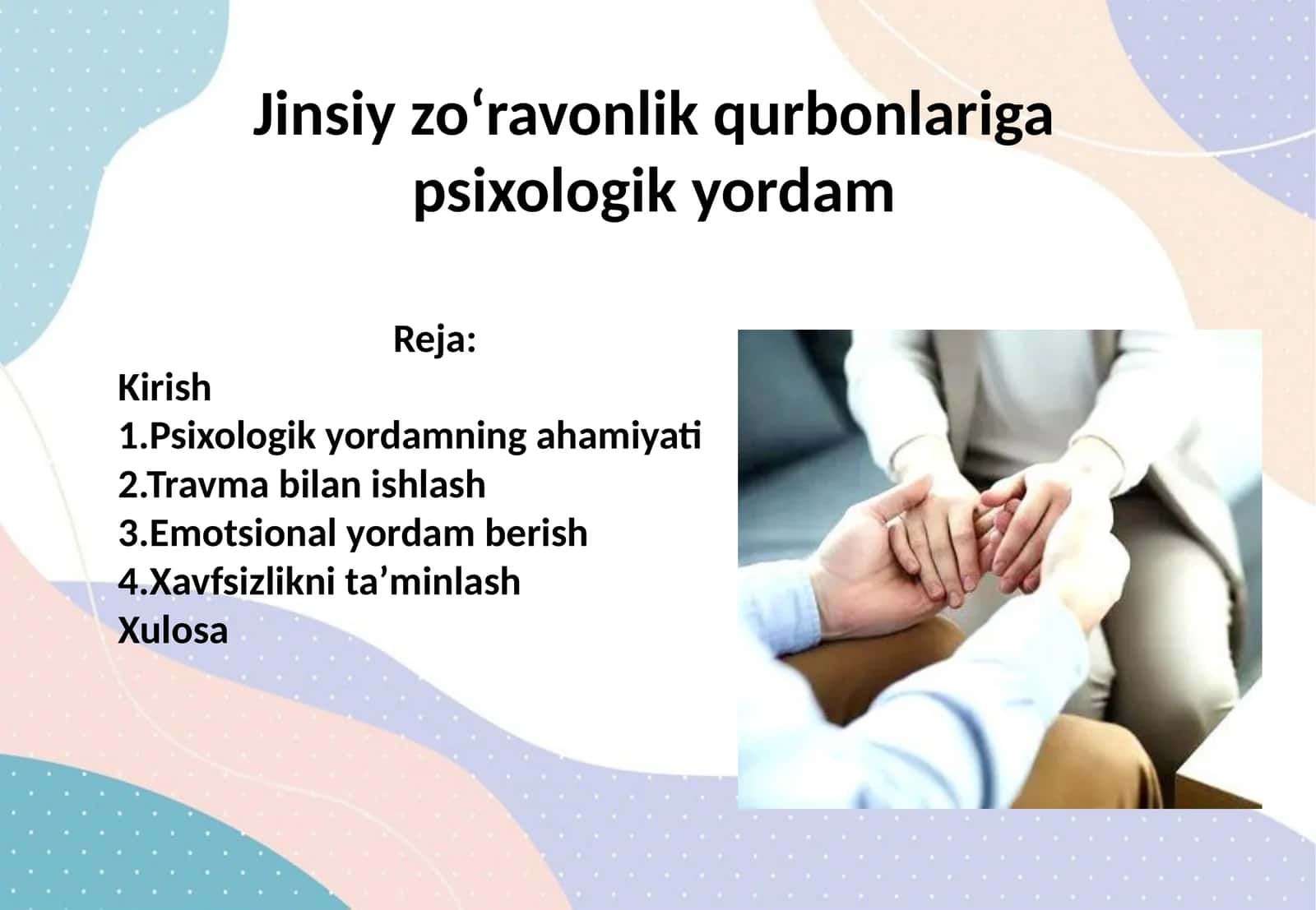Jinsiy zoʻravonlik qurbonlariga psixologik yordam