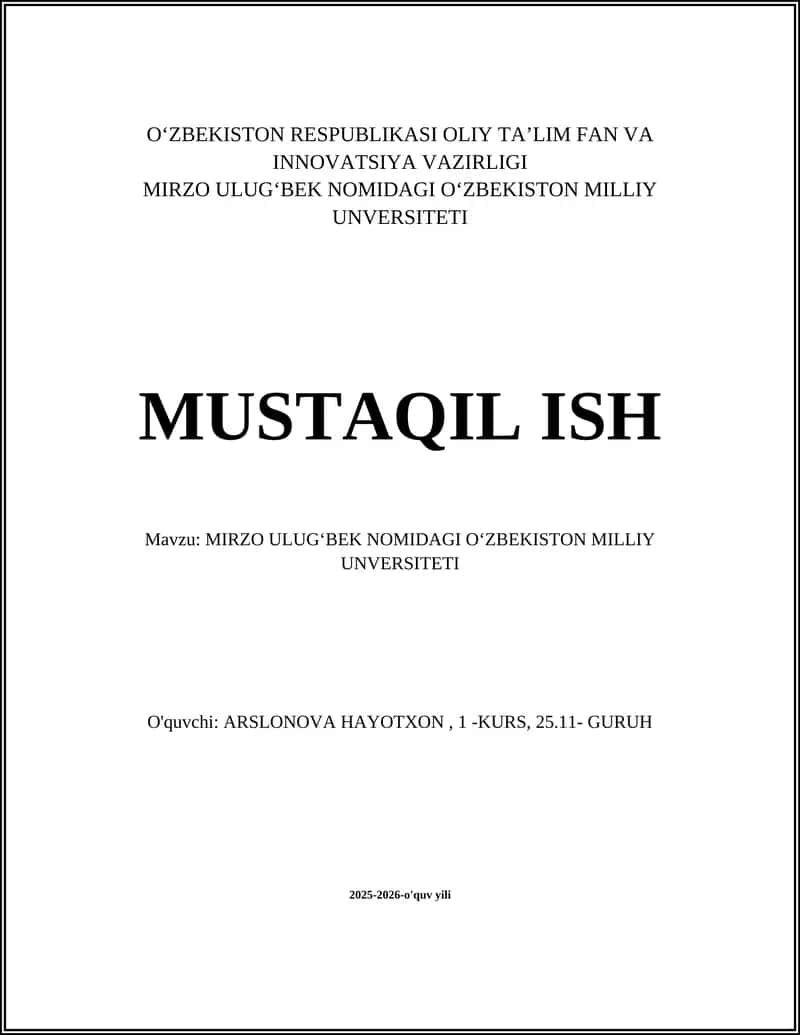 Mirzo Ulugʻbek nomidagi Oʻzbekiston Milliy Universiteti