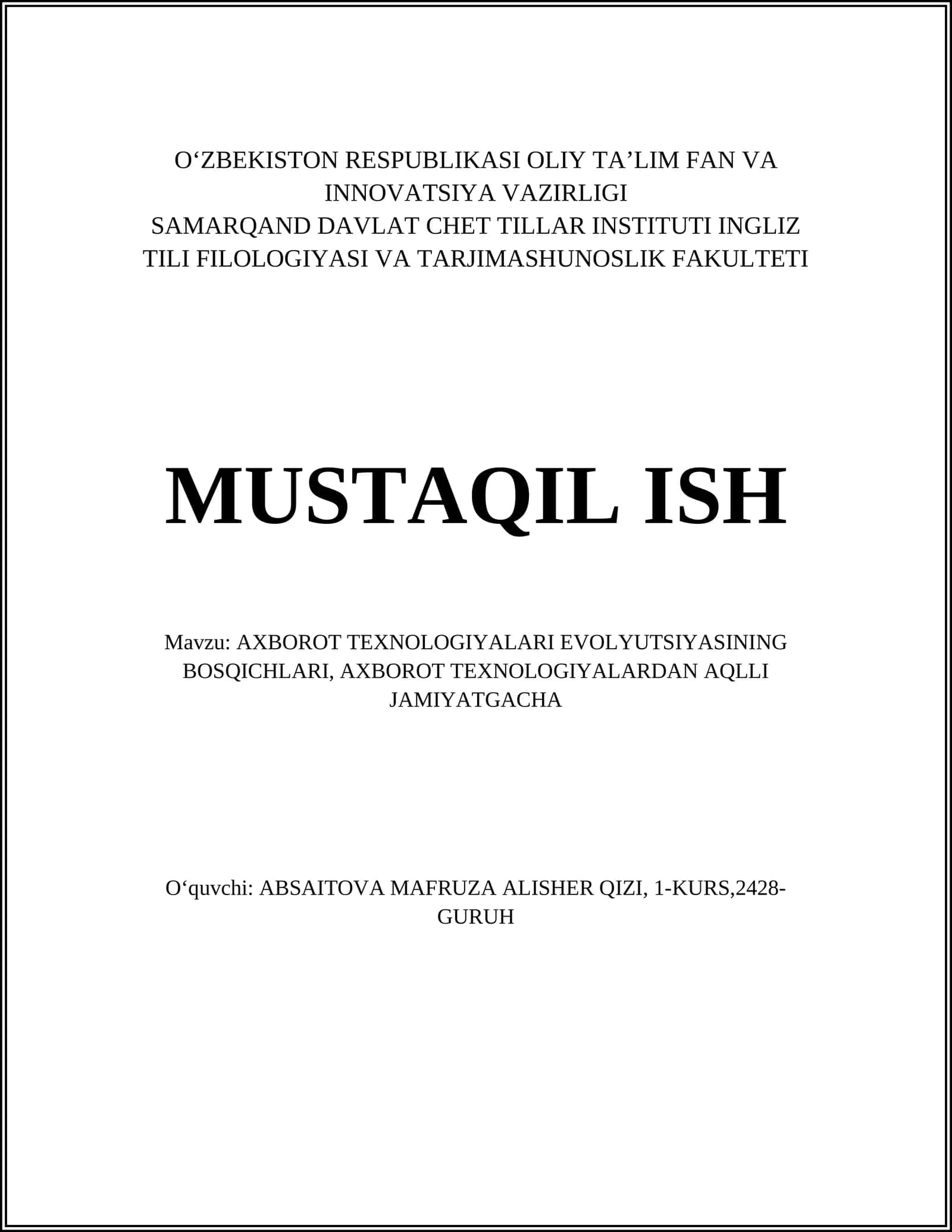 Axborot texnologiyalari evolyutsiyasi