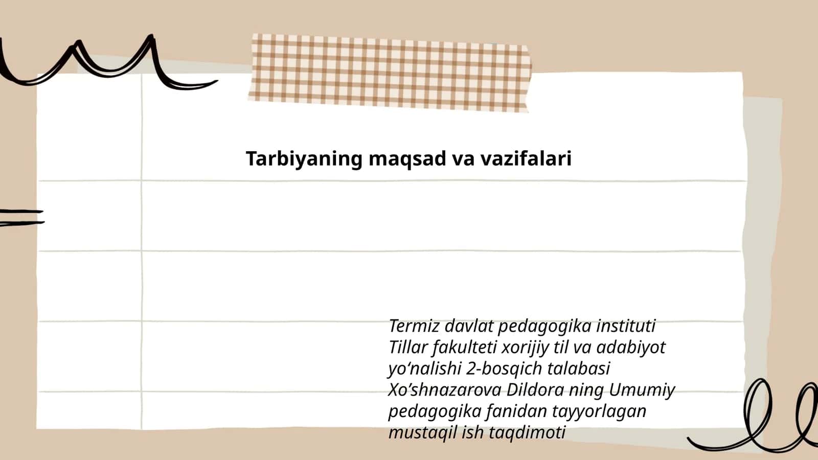 Umumiy pedagogika fanidan tayyorlagan mustaqil ish taqdimoti