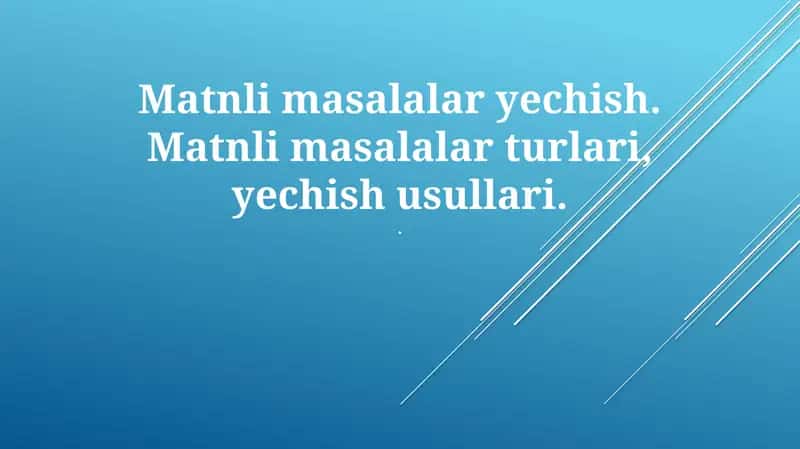 Yechish usullari