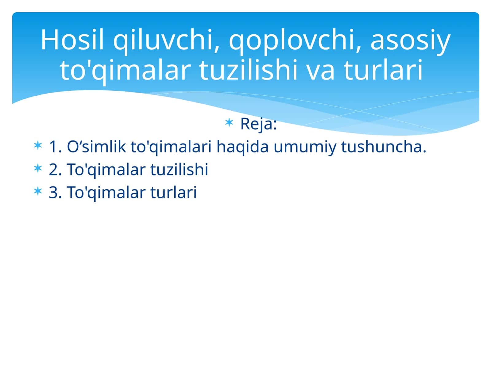 O'simlik To'qimalari Tuzilishi