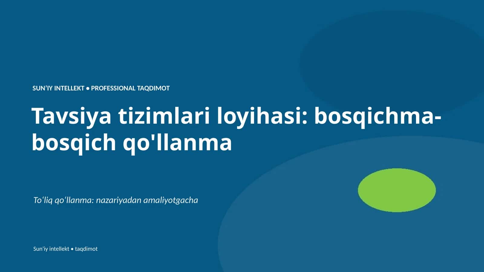 Tavsiya tizimlari loyihasi: bosqichma-bosqich qo'llanma