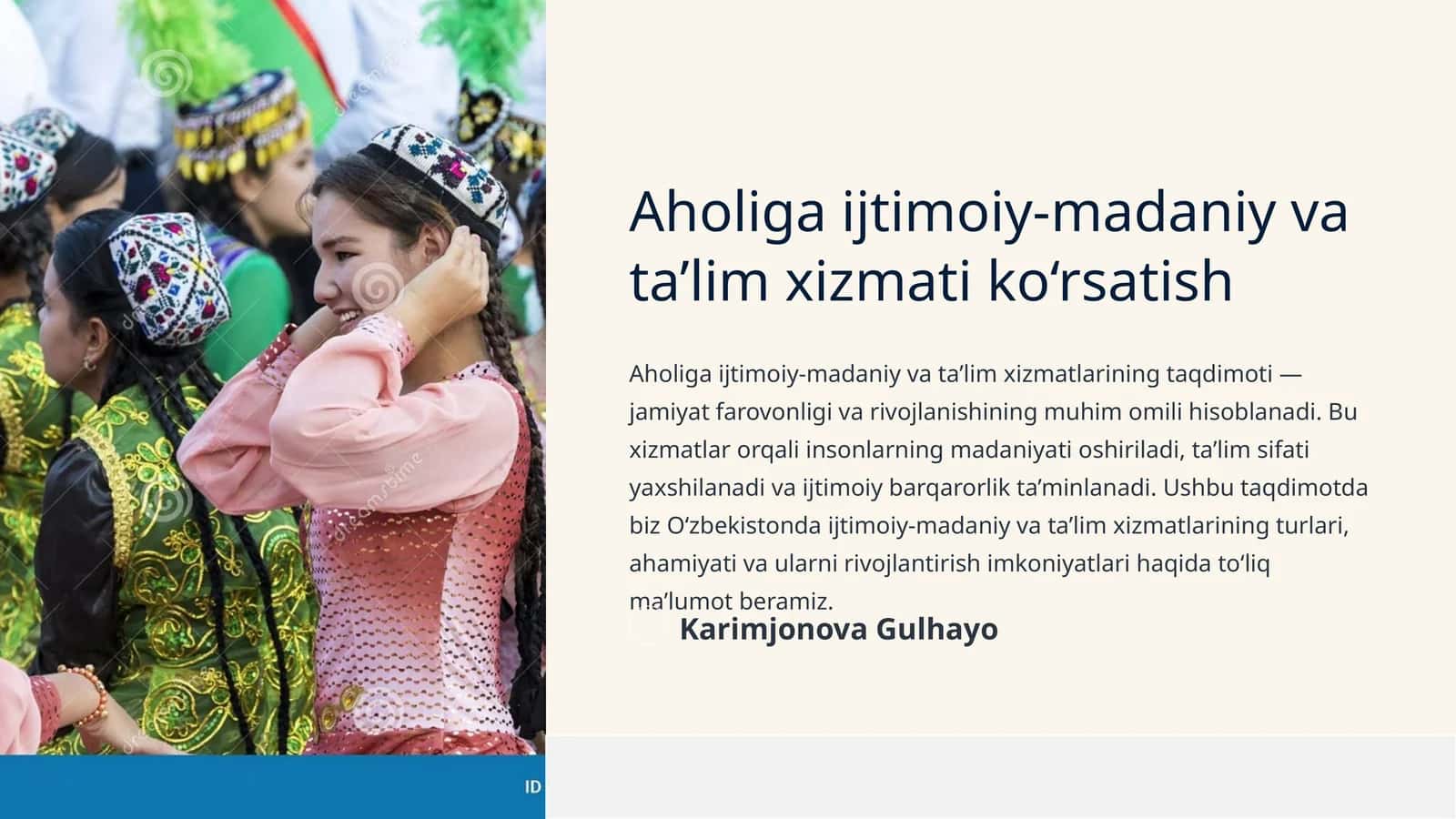Ijtimoiy-madaniy xizmatlar turlari va ahamiyati