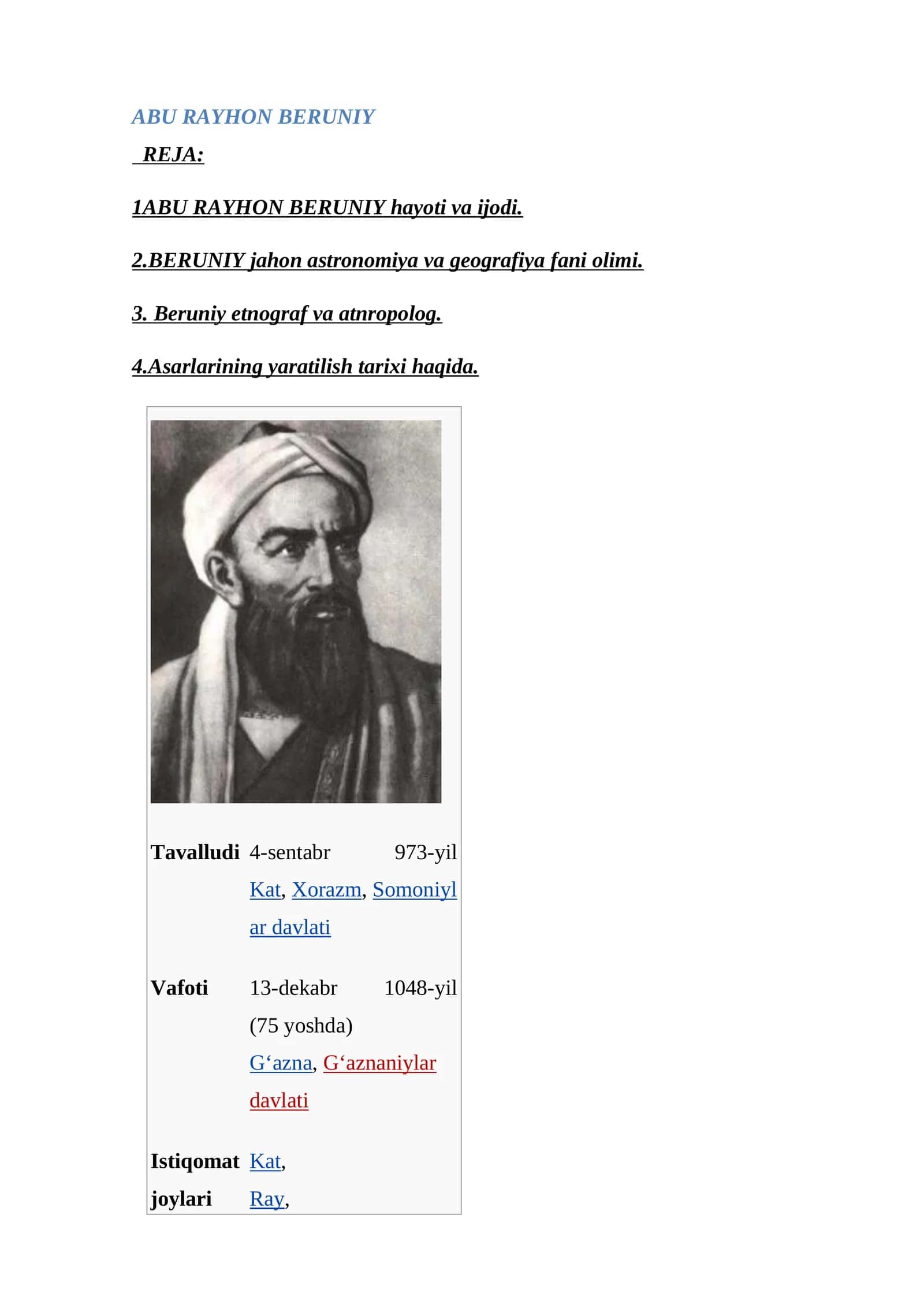 ABU RAYHON BERUNIY