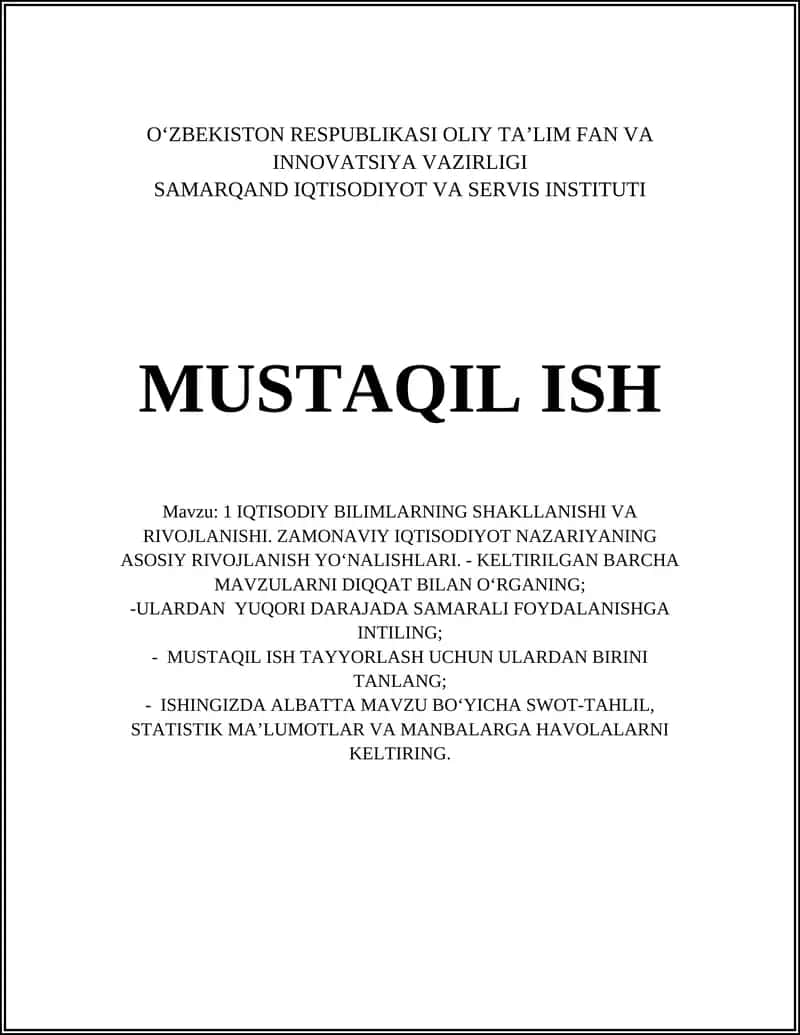 IQTISODIY BILIMLARNING SHAKLLANISHI VA RIVOJLANISHI