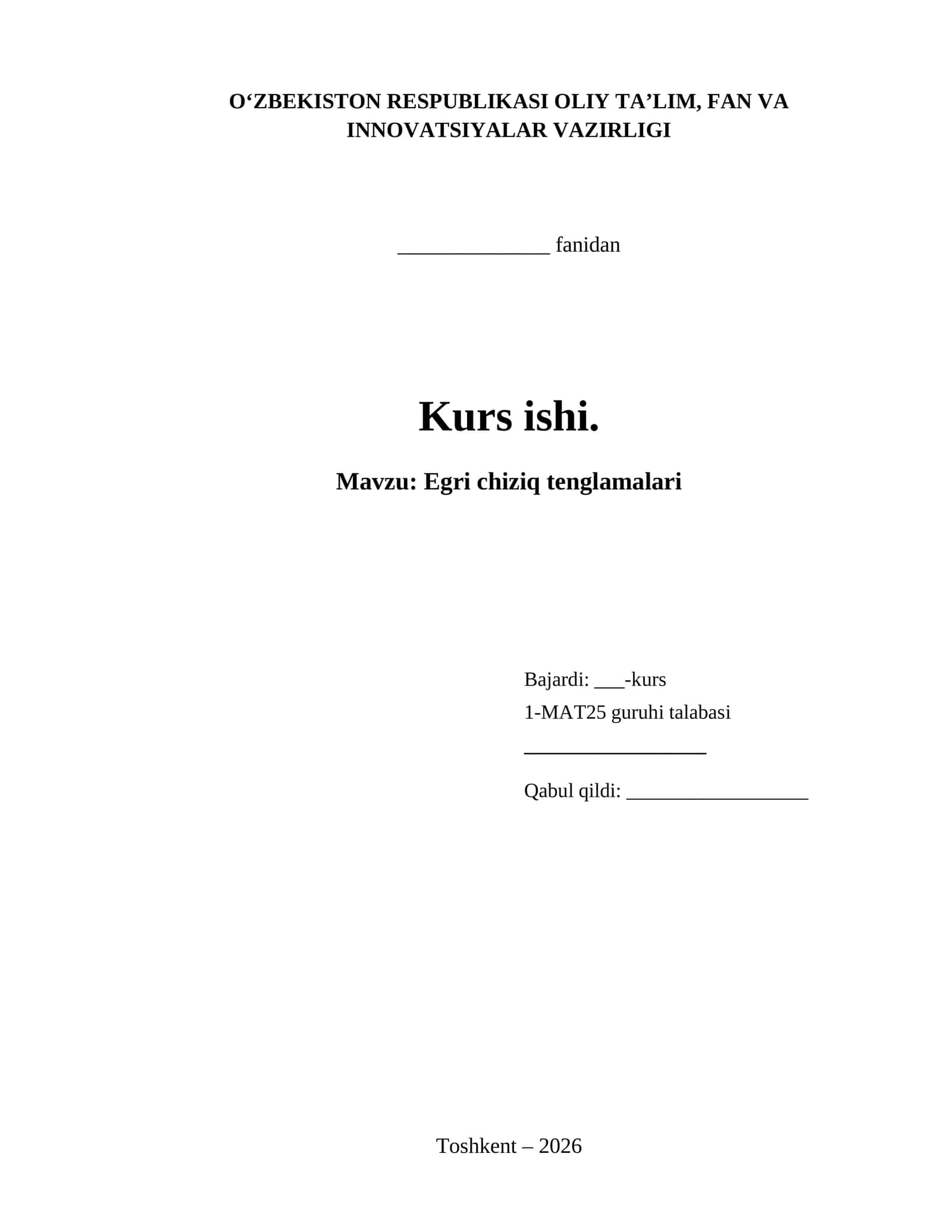 Egri chiziq tenglamalari