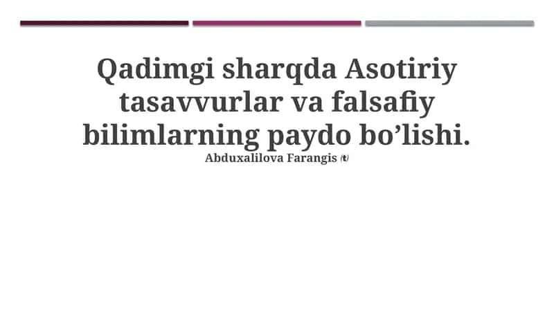 Qadimgi Sharq mifologiyasi va kosmologik tasavvurlar