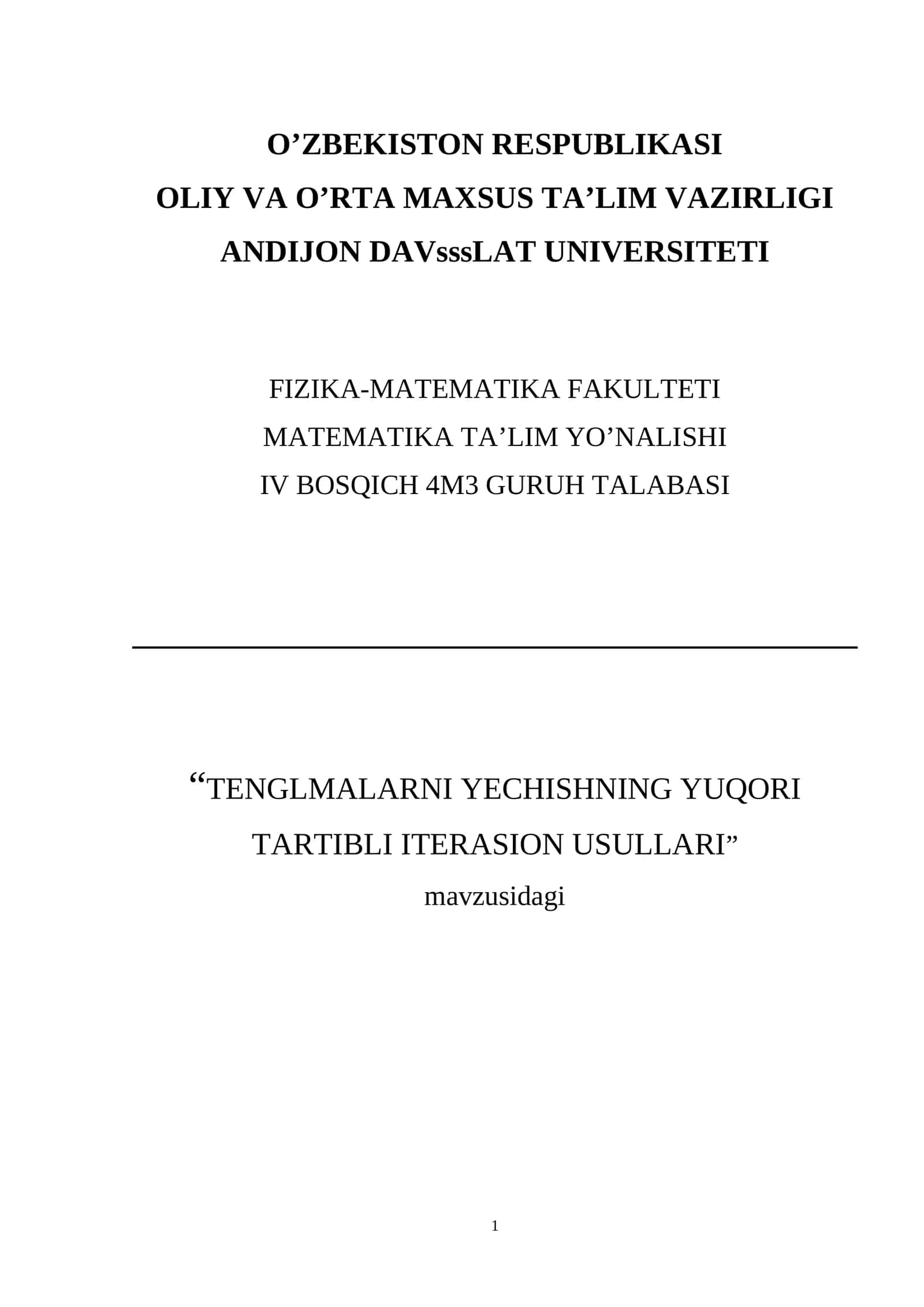 Iteratsion Usullar
