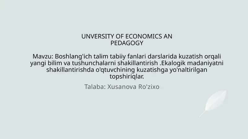 Boshlang'ich talim tabiiy fanlari darslari